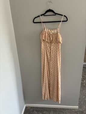NWOT Floral Ruffle Maxi Dress - Cream & Pink